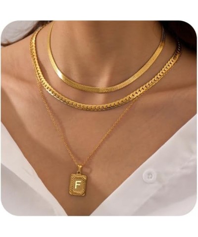 Layered Gold Initial Necklace for Women Trendy Dainty 18K Gold Plated Initial A-Z letter Pendant Necklace Stacked Layering He...