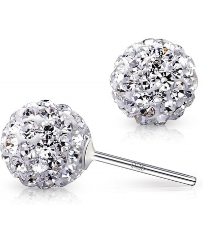 Crystal Line Azuria 925 Sterling Silver Woman Earrings with Box Disco Ball White Crystals Dangle Hook Stud Earrings for Women...