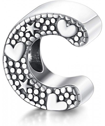 925 Sterling Silver Letter Beads Charm For Women Men White Gold Plated Star Heart Initial Bead Alphabet A-Z C $7.07 Bracelets