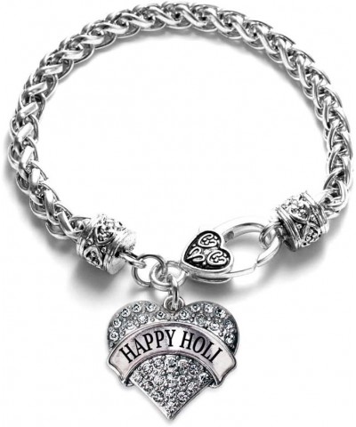 Silver Pave Heart Charm Bracelet with Cubic Zirconia Jewelry Happy Holi $10.39 Bracelets