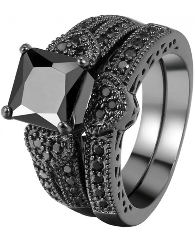 Womens Vintage Luxurious Black Gold Plated Wedding Engagement Rings Nano Cubic Zirconia Anniversary Promise Rings Set $6.32 R...