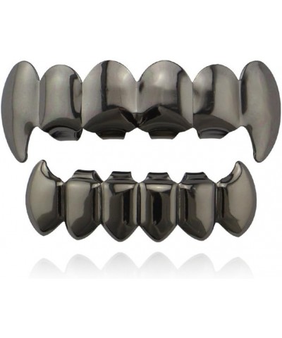 18K Gold Silver Plated Hip Hop Vampire Fangs Teeth Grillz Caps Top and Bottom Set for Your Teeth Gun Black $8.69 Body Jewelry