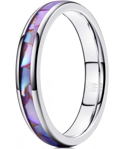 Womens 4mm Tungsten Wedding Rings Purple Shell Inlaid Engagement Bands 4mm Silver & Purple Shell $15.67 Men's Jewelry