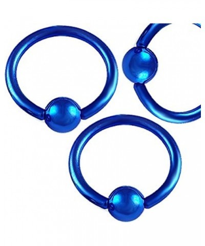 (2 Pieces) Captive Bead Ring/Hoop/CBR Anodized Titanium Over (316L) Surgical Steel (14g (1.6mm), 10mm Diameter, 4mm Ball) blu...