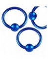 (2 Pieces) Captive Bead Ring/Hoop/CBR Anodized Titanium Over (316L) Surgical Steel (14g (1.6mm), 10mm Diameter, 4mm Ball) blu...