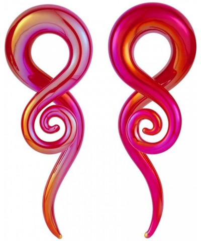 2pcs Glass Tapers Multi-Colors Twist Spiral Plugs Piercing Handmade Hanger Ear Gauges 4G-1/2 inch Sparkling Red $9.44 Body Je...