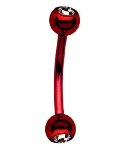 RED Ring Piercing w/GEMS Titanium Anodized Curved Barbell 16g 7/16" (Standard Size) $7.11 Body Jewelry