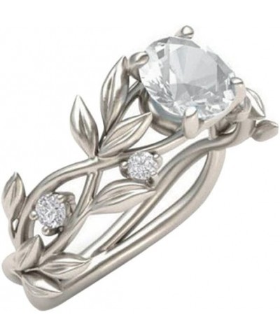 Engagement Love Rings Wedding Bands Elegant Wedding Bridal Leaves Vine Hollow Shiny Rhinestone Lady Ring Jewelry for Women/Gi...