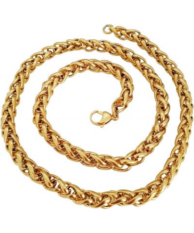 INFINIQUE CREATIONS 18K Gold Plated Stainless Steel Wheat Braided Chain Bracelet Necklace 3mm - 8mm 8mm Gold $10.24 Necklaces