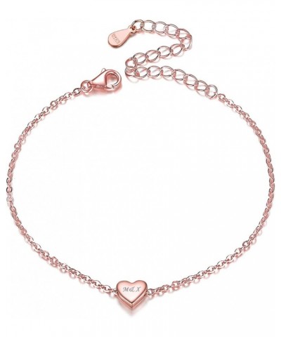Personalized Tiny Heart/Star/Moon/Dot/Lotus Bracelet, Sterling Silver Dainty Link Chain Bracelet for Women Teen Girls, Silver...
