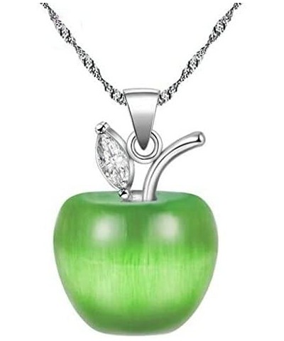 Cute Apple Pendant Necklace, Brown Coffee Color, Thanksgiving Jewelry Gifts for Women Daughter YL007-2D Linght Green $6.95 Ne...