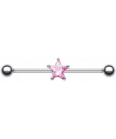 Gem Star 316L Surgical Steel WildKlass Industrial Barbell 14g 32mm Pink $9.68 Body Jewelry
