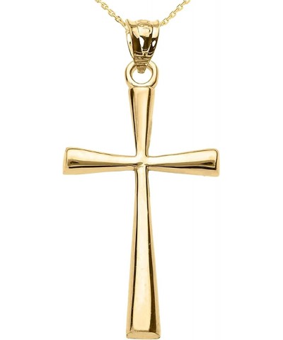 14K Yellow Gold Simple Classic Flared Cross Pendant Necklace with Rolo Chain - Choice of Necklace Length $79.55 Necklaces