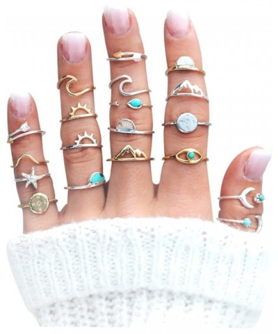 15PCS Knuckle Stacking Rings Set for Women Vintage Rhinestone Finger Statement Ring Sets Simple Carved Stackable Ring for Tee...