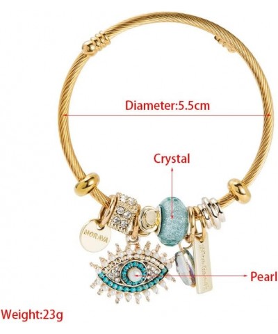 Stainless Steel Women's Charm Bracelet Blue| Black Enamel Layered Eye Pendant Bracelets for Womens Friendship Gifts Jewelry S...