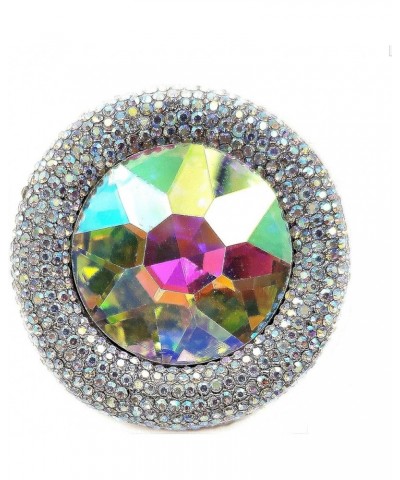 Glitter Wide Pave Round Stone Shaped Brooch Rhinestone Pin color $9.35 Brooches & Pins