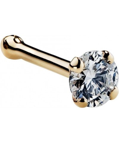 Diamond Nose Stud 14K Yellow Gold Nose Ring Bone 20 Gauge SI1 Clarity 2mm (0.03 ct. tw) $43.24 Body Jewelry