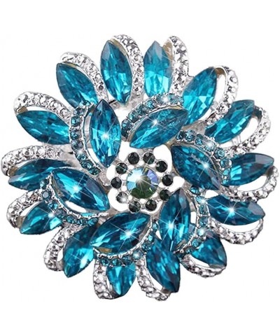 Crystal Diamond Flower Brooch Pin for Women Girls Brides Blue $7.64 Brooches & Pins