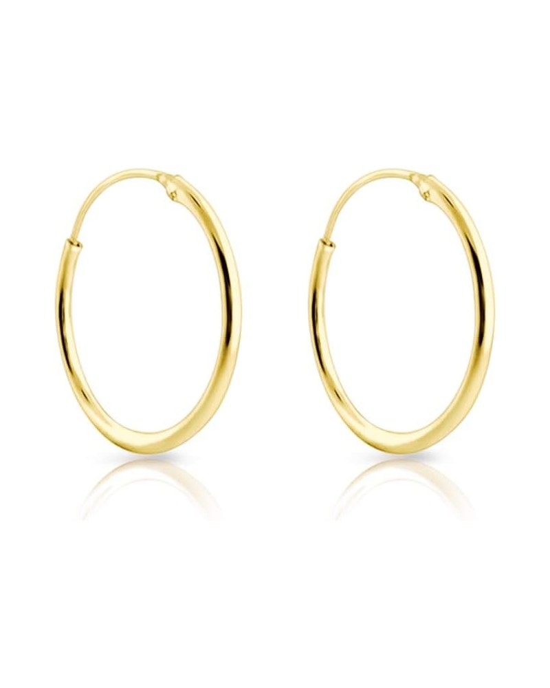 925 Sterling Silver 24K Yellow Gold Plated TINY/SMALL/MEDIUM/LARGE Endless Hoops/Sleepers Earrings - Thickness 1.2 mm - Outer...