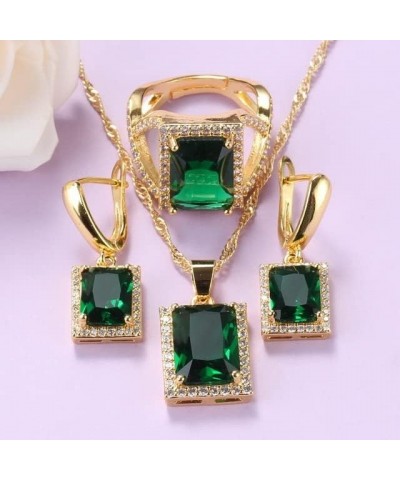 African Yellow-Gold Color Jewelry Sets for Women Black Cubic Zirocnia Ring with Earrings Sets Green 6 $15.93 Jewelry Sets
