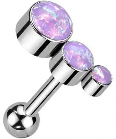 16GA F136 Implant Grade Titanium Threadless Push In Descending Synthetic Opals Curved Top Barbell Stud Purple $9.83 Body Jewelry