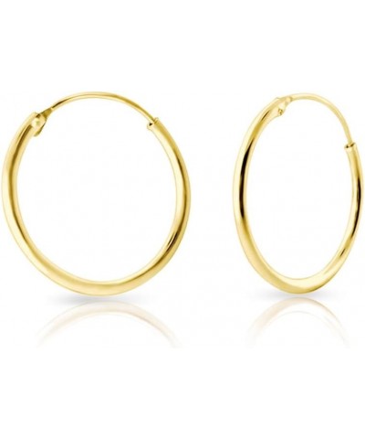 925 Sterling Silver 24K Yellow Gold Plated TINY/SMALL/MEDIUM/LARGE Endless Hoops/Sleepers Earrings - Thickness 1.2 mm - Outer...