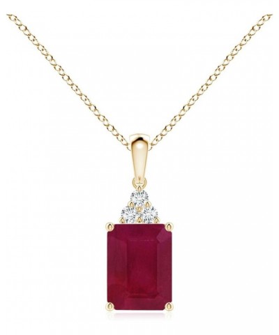 Natural Emerald-Cut Pendant Necklace with Diamond in 14K Solid Gold/Platinum for Women, Girls with 18" Chain | July Birthston...