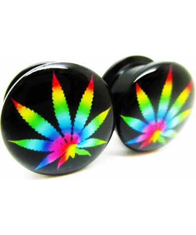 Tie-Dye Pot Leaf Marijuana Ear Plugs - Acrylic Screw-On - New - 14 Sizes - Pair 0 Gauge (8mm) $7.48 Body Jewelry