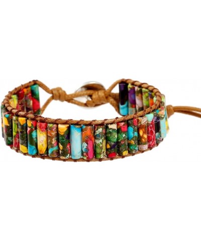7 Chakra Bracelets for Women Boho Handmade Natural Jasper Stone Healing Energy Bead Leather Wrap Bracelet Jewelry Collection ...