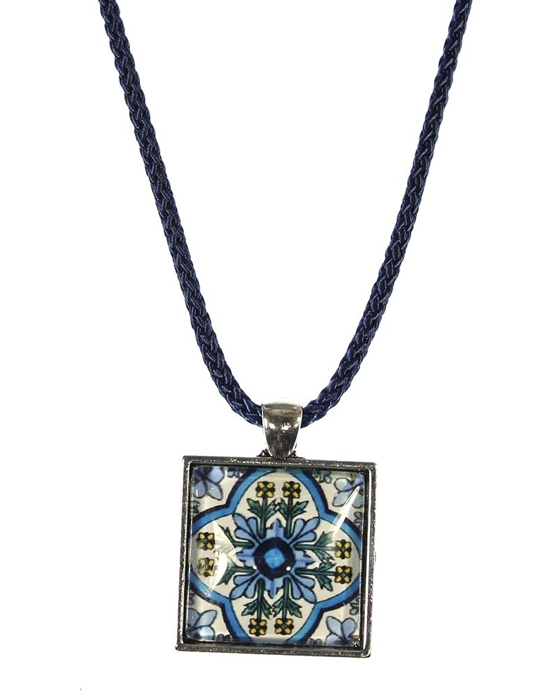 'Talavera Style', Mexican Tile Glass Cabochon Necklace, 20-24 Inches Adjustable Style 8 $10.48 Necklaces